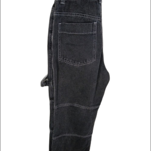 Shein Women's Baggy High Waist Jeans Black Embroidered Letter Denim Size Small - Picture 4 of 10